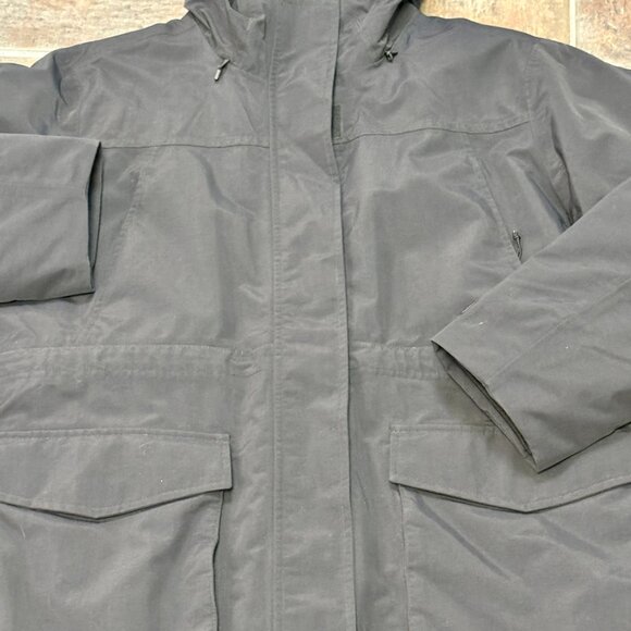 ~~Lands End Blue Stadium Hooded Long Coat Full Zip Womens Size L/P, 14/16 - Picture 3 of 8